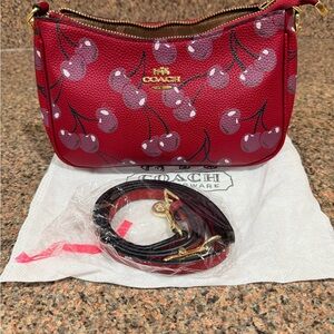 Coach Cherry Print Red Shoulder Bag